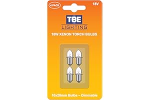 TBE LIGHTING Replacement 18v Xenon Torch Bulbs - Energy efficient Lights Compatible with 18 Volt Makita Lights / P13.5S Base Socket White Light for Headlamps/Torches/Flashlights - Pack of 4 Bulbs