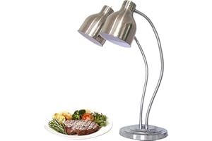 YAOYAOO Lampada di Calore Alimentare Commerciale, Scalda Vivande Doppia Testa Commerciale Buffet Lampade Riscaldanti per Cibo Riscaldante, Distaccato Scaldavivande Paralume Regolabile
