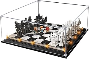 YBLOC Vitrine Acrylique pour Jeu D'échecs du Magicien Lego 76392 Poudlard, Étui De Protection Anti-Poussière Compatible avec Lego 76392 (Modèle Lego Non Inclus)