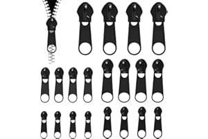 FunWorth 20 PCS Curseurs de Fermeture Éclair Clipsables - 5 Tailles Kit de Réparation Universel pour Vestes, Sacs à Dos et Valises - Remplacement de Tirettes de Fermeture Éclair Amovibles