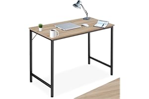 TecTake® Scrivania ufficio Moderna 100x50x75,5 cm, Regolabile In Altezza, Design Industriale, Scrivania In Legno, Struttura In Acciaio, Tavolo da Studio - Legno Industriale Chiaro, Rovere Sonoma