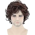 Topcosplay Mens Wigs Short Curly Fluffy Cosplay Halloween Character Costume Wig Layered (Dark Brown)