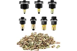 QZQUFJ 217 Piezas Remachadora Manual de Cabezales Kit, Tuerca de Remaches, Contiene 210 Tuercas, Mandril de Herramienta Remachadora, para M3/M4/M5/M6/M8/M10/M12 Alicates de Remachar