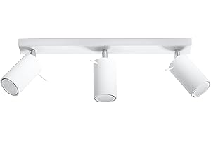SOLLUX lighting Ring 3 Plafón | Diseño Minimalista Y Moderno, Brazo Ajustable Y Dirección De La Luz | Bombilla GU10 Reemplazable, 3 x 40 W | Acero, Blanco, 45 x 6 x 16 cm