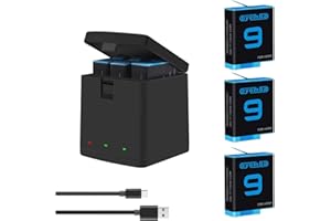 OYOMBA Hero 9/10/11 Baterías 3-Pack y Cargador de 3 Canales Compatible con GoPro Hero 9 Black, GoPro Hero 10 Black, GoPro Hero 11 Black (Totalmente Compatible con GoPro9 GoPro10 GoPro11 Batería)