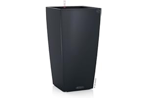 Lechuza – Pot de Fleurs d’Extérieur et d'Intérieur – Cubico Color 22 – Réserve d’Eau Intégrée – Coloris Gris Ardoise – 22 x 22 x 41 cm