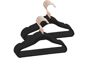 ABHENG Perchas infantiles de terciopelo, Paquete de 30, Antideslizantes, Suaves, Finas, Gancho Giratorio 360°, Diseño de Hombros con Muescas para Niños, 30 x 0,6 x 20,5 cm (L x B x H), Negro, AFY0330B