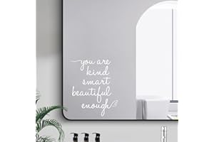 JINGIHE Positive Affirmation Mirror Decals You are Kind Smart Beautiful Enough, Bathroom Wall Stickers, Vinyl Peel Stickers for Girls Bedroom, Living Room, Car Glass Window, Yoga Studio (White)