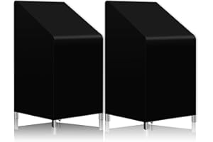 TIHOOK 2 Piezas Funda para Silla de Jardín, 420D Oxford Tela Funda para Silla de Jardín, Funda para Silla Apilable Impermeable, Resistente al Viento, Resistente a los Rayos UV, 75 x 65 x 85/120CM