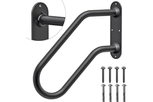 Insaga Handrail for Step, Metal Hand Rail for Outdoor 1-3 Steps Wall Mounted Non-Slip Matte Grab Bar 3.3cm Round Elderly Kids Disabled Safety Grip for Outside Garden Garage Porch Entry, 45cm