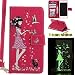 Produktbild iPhone 7 Plus (5,5 zoll) Luminous Leder Wallet Tasche Brieftasche Schutzhülle,Fanryn Schönes Mädchen und Katzen Muster Nacht Leuchtende Design Hochwertige PU Leder Flip Tasche Case Hülle im Bookstyle mit Standfunktion Kredit Kartenfächer für iPhone 7 Plus (5,5 zoll) (Rose Rot)