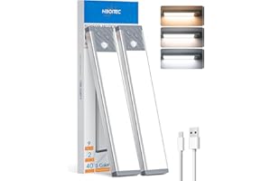 HIBOITEC 3 Color ＆ Dimmable Motion Sensor Cupboard Lights, 1500mAh USB-C Rechargeable Under Cabinet Kitchen Lights, Wireless Strong Magnetic ＆ Hanging Design Under Cabinet Lighting for Wardrobe, Stair