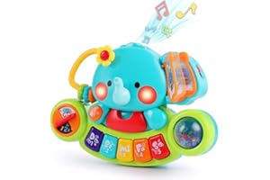 VINTOP Baby Musical Elephant Toys, Toddlers Piano Keyboard Toy with Lights & Sound Music Activity Center Educational Learning Gifts for 6 9 12 18 24 Months Infants 1 2 Year Olds Kids Boys & Girls