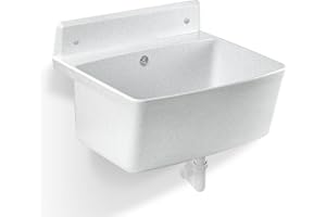 gospo Gartenwaschbecken, 55x42x22.5cm Haushaltsbecken aus hochqualitativem Polystyrol, Ausgussbecken mit Easy-Clean Technologie, Waschbecken für Garten (Weiß, Solo)