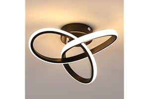 Lumiup Plafonnier LED Moderne, 22W Trèfle Plafonnier Salon, 1900LM Noir Plafonnier Aluminium, Plafonnier Chambrer, Lustre de Plafond pour Cuisine, Salle à Manger (3000K Blanc Chaud, Ø25CM)