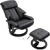 HOMCOM Recliner sofa Electric Massage Chair Sofa 10 Massager Heat with Foot Stool - Black