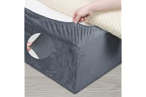 DUJUIKE Divan Bed Base Wrap Cover, Velvet Bed Frame Cover, Elastic Around The Base Of Your Bed, Easy to Install, Alternative to Traditional Valance Sheet Skirt Cover (King: 180-190cm, Grey)