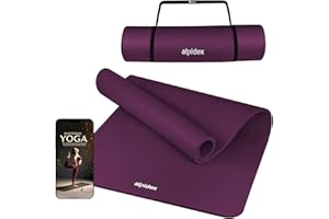 ALPIDEX Tappetino Yoga Extra Spesso 1,5cm Tappeto Fitness NBR 3 Larghezze E-Book Antiscivolo Cinghia Trasporto Aerobica Palestra Ginnastica Pilates Allenamento Casa