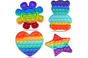 NJCXOLA 4 Packs Push and Pop Bubble Sensory Fidget Toy, Pop It Pop Fidget Toy Set, Jouets Sensoriels à Presser, Jouets Sensoriels à Presser, Silicone Anti-Stress Jouets de Soulagement de L'anxiété