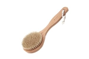 Hydrea London Dry Body Brush – Premium Exfoliating Dry Skin Brush with Natural Bristle, Short Handle, Helps Improve Lymphatic Drainage, FSC® Certified Beechwood.