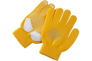WISREMT Gants de Patinage Artistique pour Les Enfants Jeunes Filles Exercice de compétition, Gants d’Hiver Chauds avec Paume antidérapante, Gants de Patinage sur Glace avec Strass Flocons de Neige