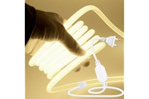 HEGEHE Tira de LED de neón COB 220-240V 2m, 270°iluminación, recortable (50cm), 288LEDs/m Tira de LED FCOB Blanca Natural Flexible superbrillante con Enchufe para Navidad, decoración de fiestas