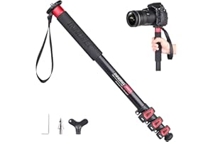 INNOREL Leichtes Kamera-Einbeinstativ 160 cm (63 Zoll), 4-teilig, Flip-Lock-Video-Einbeinstativ tragbar, kompakt, für Canon, Nikon, Sony, spiegellose Teleskop-DSLR-Handys, max. Belastung 15 kg