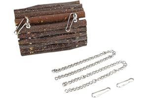 VIAGASAFAMIDO Hamster Tunnel, Hamster Natural Wood Exercise Tube Chew Toys Hanging Tunnel Bridge Small Animals Cage Hideout Toys for Rat Dwarf Hamster Mouse Gerbils(Hook Chain Dual Use Type)