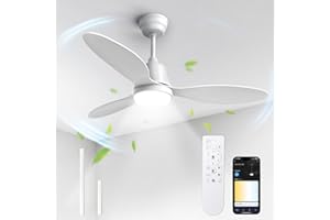 BLITZWILL Ventilatore da Soffitto con Luce, Ø106cm Ventilatori da soffitto con Illuminazione LED, Controllo App&Telecomando, 6 Velocità, 3 Colori Dimmerabile, 3 Pale, Silenzioso, Estate-Inverno,Timer