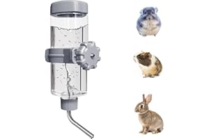 LOS ANDES 500ml Small Animal Water Bottle for Cage,Crate, Top Fill Water Dispenser for Guinea Pigs/Bunnies/Ferrets/Squirrel/Hedgehog/Hamster, BPA Free, Updated Mouth, Gray