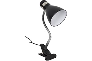 ‎BEL AIR HOME Bel Air Home - Flexo Lampe SICION mit Klemme für Schreibtisch - E27 Fassung - Metall Lampenschirm - klassischer kleiner Stil - 28x27x11cm, 475g (GLÜHBIRNE NICHT INBEGRIFFEN) (SCHWARZ)