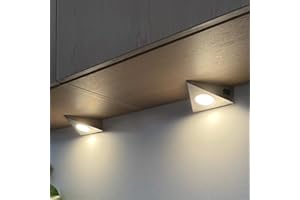 Loevschall Emerald Kit Unterbauleuchte Küche LED 230V, 3er-Kit, Dreieckige LED-Lampe für unterbauleuchte mit 3500K Weißlicht, einfache Installation mit integriertem Schalter, Edelstahl, komplettes Set
