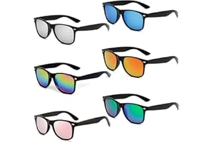 Unning 6 Stücke Bunte Sonnenbrille Set Neon Lustige Sonnenbrillen Vintage Brillen Party für Herren Damen