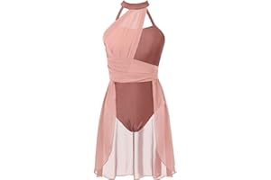 Zaldita Vestido de ballet para mujer, sin mangas, con falda asimétrica de gasa, ballet, leotardo, bailarina, salsa