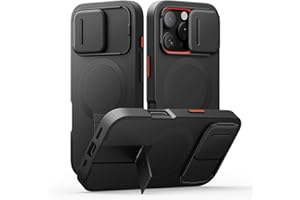 SURITCH Magnetic Case Compatible with iPhone 16 Pro, Shockproof Mobile Phone Case, Scratch-Resistant Protective Case with Camera Cover Slide and Adjustable Kickstand (Black)