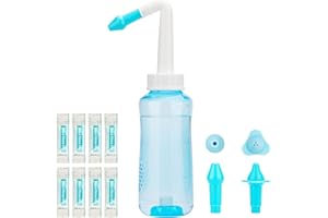 WANGLAOWU Neti Pot Sinus Rinse Kit, Nasal Rinse Bottle Kit, 300ml Nose Wash Cleaner Sinus Rinse Bottle, Nasal Irrigation Kit, Nose Cleaner Adults or Kids, with 40 PcsNasal Wash Salt Packets