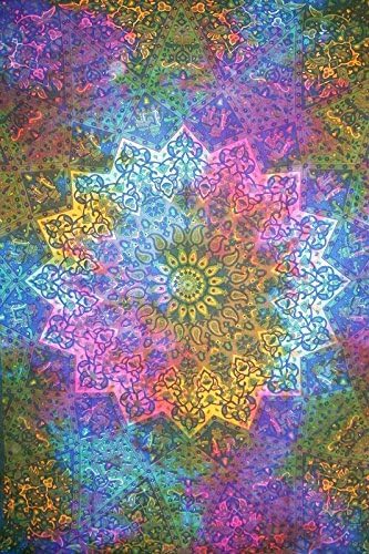 HegaHega Jaipuri Rajasthani Handcrafted Ombre Mandla WALL DECOR HIPPIE TAPESTRIES BOHEMIAN MANDALA TAPESTRY WALL HANGING INDIAN THROW SBS044