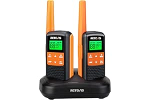 Retevis RT649 Walkie Talkie PMR446 krótkofalówka zestaw 16 kanałów VOX LED latarka IP65, wodoszczelna skanowanie, dwie metody ładowania (kolor pomarańczowy, 2 szt.)