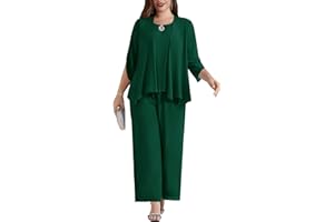 Hanna Nikole Plus Size Tuta Donna 3 Pezzi Chiffon Set Manica Corta Tailleur Casual con Pantaloni e Canotta Facile da Abbinare per Ufficio e Uscite Quotidiane