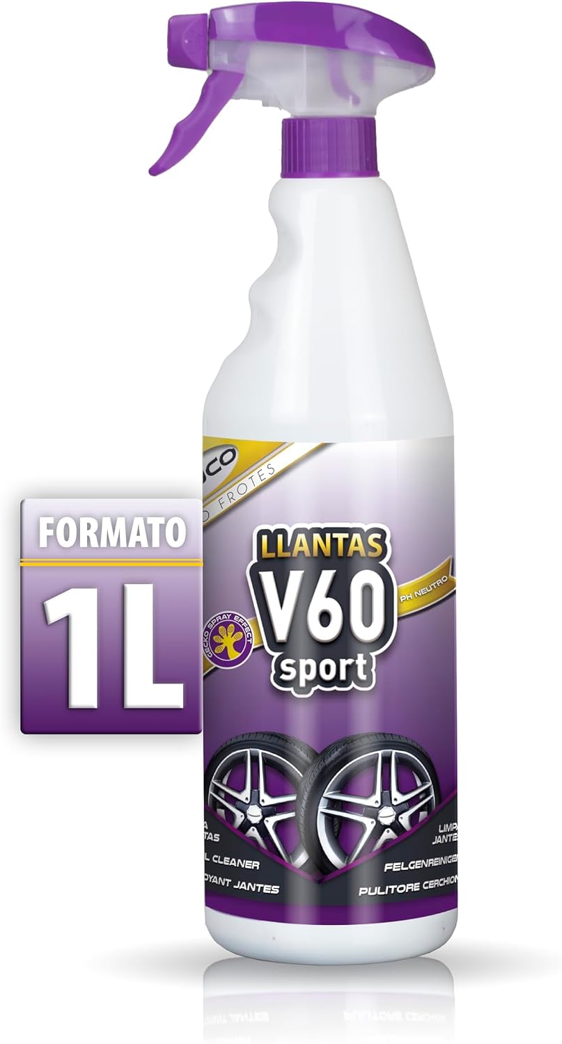 Sisbrill V60 Sport Limpia Llantas - Neutro y Seguro - Efecto Gecko Spray - 1 Litro