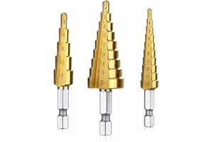 Sufubyte 3 Piezas Brocas Hss Drill Bits - Brocas Escalonadas Brocas de Acero HSS Brocas Cortas High Speed Steel, 3 Piezas de 3-12/4-12/4-20 mm