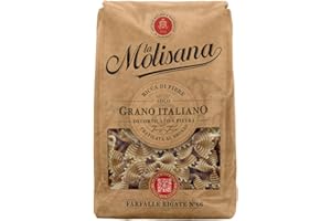 La Molisana, Farfalle Rigate Integrali n. 66, Pasta Integrale da Solo Grano Italiano - Trafilata al Bronzo, Ricca di Fibre, Ruvida e Tenace con Eccellente Tenuta in Cottura - Confezione da 500g