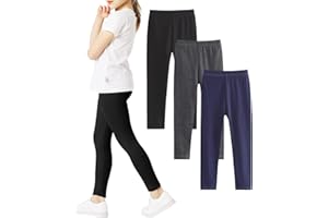 Adorel Leggings Algodón Pantalones para Niñas Paquete de 3