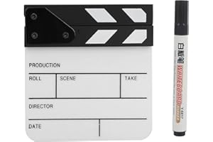 ‎TONYSA Filmklappe hochwertigem 3 mm dickem Acryl Memoboard, Regisseur Szene Filmklappe Film Action Board für Director Film Video Requisiten Familiendekoration TV-Serie(Schwarz Weiß)