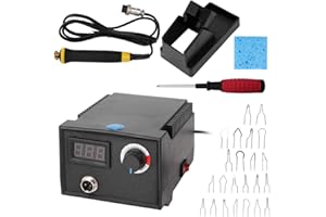 Máquina de Pirograbado Weytoll Kit de Pirograbador de Madera Kit de Quema de Madera Eléctrica con LH40-s pantalla digital de un solo orificio 220V con 23 Puntas de Pirograbado