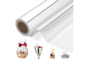JIANTA 86cmx30M Papier Cadeau Transparent Rouleau de Cellophane Transparent Rouleau de Cellophane Film d'Emballage pour Fleurs Mariage Emballage Cadeau Paniers Cadeaux Pâques Noël