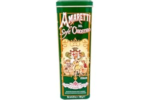 LAZZARONI Chiostro di Saronno Amaretti del Chiostro 180 g, Amaretti Morbidi, Amaretti di Saronno, Amaretti Senza Glutine, Incartati a Mano Singolarmente, Confezione Latta a Torre Verde