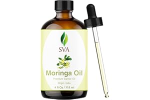 SVA ORGANICS SVA Moringa Seed Oil - 4 Fl Oz – 100% Natural Cold Pressed - for Face, Skin Care, Hair Care, Scalp Massage & Body Massage – Carrier Oil with Dropper