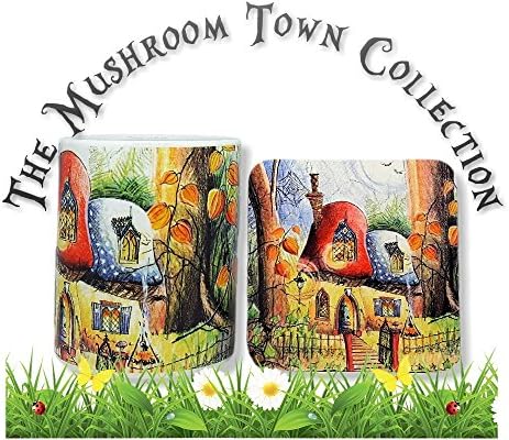 LANTERN COTTAGE MATCHING MUG &amp; COASTER SET by MUSHROOM TOWN © MAGICAL, ENCHANTING, TRANQUIL, FANTASY, SCENIC, ILLUSTRATED ART MUGS CREATED JUST FOR YOU