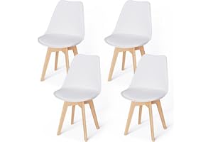 JIJIAN Set di 4 Sedie Per Sala da Pranzo, Sedia in stile nordica, Gambe in Legno Massello, Ideale per Sala da Pranzo, Soggiorno, Camera da Letto, Cucina, Sala Riunione, ecc